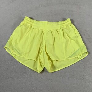 Lululemon Shorts Womens Medium Yellow Hotty‎ Hot Low Rise Running Zip Pocket Gym
